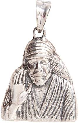 Silverwala 925 Sterling Silver Sai Baba oxidised Pendant for Men and Women Silver Locket