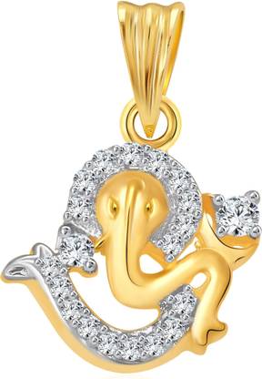 VIGHNAHARTA Om Gan Nathaya Gold-plated Cubic Zirconia Alloy Pendant