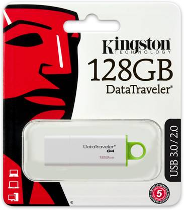 KINGSTON DTIG4/128GB 128 GB Pen Drive Compatible with Desktop Computer, Tablet, Television USB 3.0 Plastic Case
