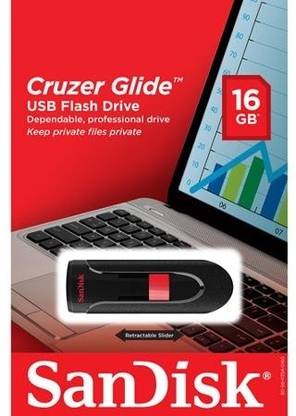 SanDisk Cruzer Glide CZ60 16 GB Pen Drive Compatible with Laptop USB 2.0 Plastic Case