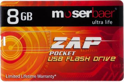 moserbaer Zap Credit Card Shape 8 GB Pen Drive Compatible with Laptop USB 2.0 Plastic Case