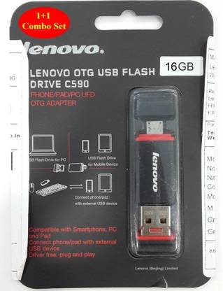 Lenovo C590 888016098 16 GB Pen Drive Compatible with Desktop Computer, Mobile, Tablet, Laptop USB 2.0 Plastic Case