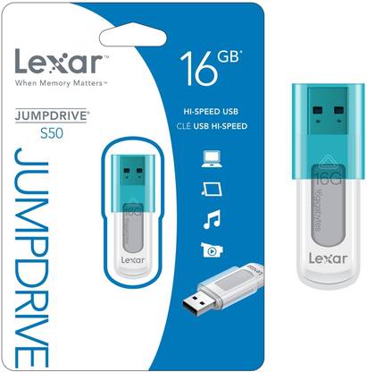 Lexar Jump Drive S50 16 GB Pen Drive Compatible with Netbook, Desktop Computer, Television, Laptop USB 2.0 Plastic Case