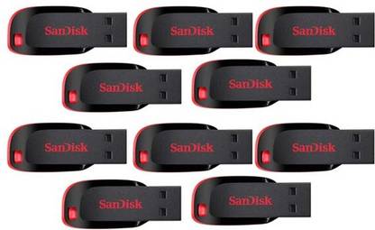 SanDisk Combo Of 10pcs 8 GB Pen Drive Compatible with Desktop Computer, Tablet, Laptop USB 2.0 Plastic Case