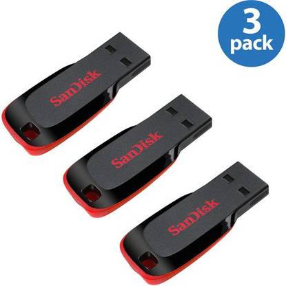SanDisk Cruzer Blade (Pack Of 3) 8 GB Pen Drive Compatible with Desktop Computer USB 2.0 Plastic Case