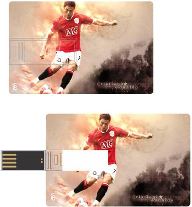 Print Shapes cristiano ronaldo with aig Credit Card Shape 8 GB Pen Drive Compatible with Desktop Computer, Laptop USB 2.0 Plastic Case