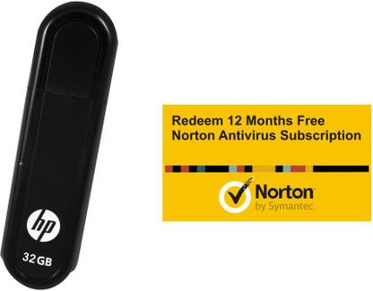 HP V100 W 32 GB Pendrive with FREE Norton Anti-virus 12 Month ...