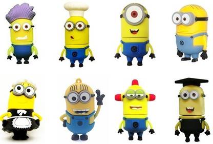 QUACE Minion Family 8 GB Pen Drive Compatible with Netbook, Gaming Console, Desktop Computer, Mobile, Tablet, Audio Player, Television, Laptop USB 2.0 Rubber Case