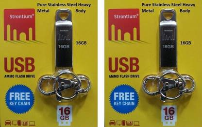 Strontium Ammo (Pack of 2) 16 GB Pen Drive Compatible with Desktop Computer, Audio Player, Laptop USB 2.0 Metal Case