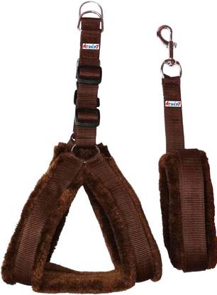 Petshop7 Nylon Brown Fur 0.75 (Chest Size : 25-28 inch) Small Dog Harness & Leash