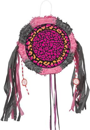 UNIQUE Mini Pink Cheetah Print Pinata, Pull String Pull String Pinata