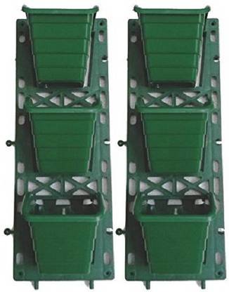 Mark Green Vertical Garden Panels 2 Frame with 6 Pots Plant Container Set