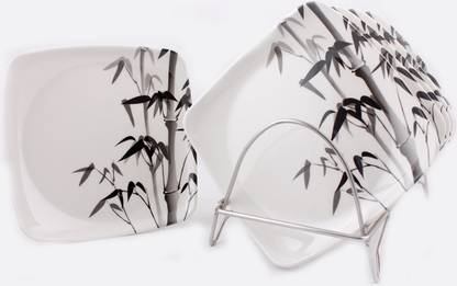 Silver Fish 104 - 8" Square - Bamboo Half Quarter Plate Set