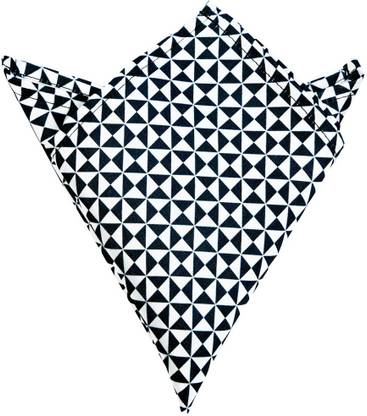 Blacksmithh Carnival Black Printed Design Geometric Print Satin Blend Pocket Square
