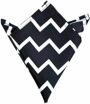 Blacksmithh Black And White Zigzag Printed Design Animal Print Satin Blend Pocket Square