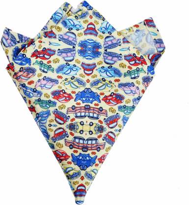 Blacksmithh Whizzy Cars Cartoon Printed Design Graphic Print Satin Blend Pocket Square
