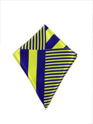 Blacksmithh European Yellow Geometric Print Satin Blend Pocket Square