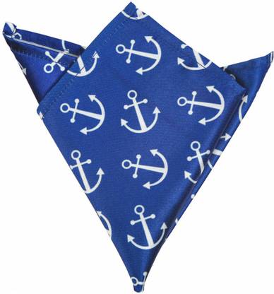 Blacksmithh Blue Anchors Printed Design Graphic Print Satin Blend Pocket Square