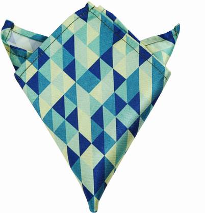 Blacksmithh Abstract Blue Printed Design Geometric Print Satin Blend Pocket Square