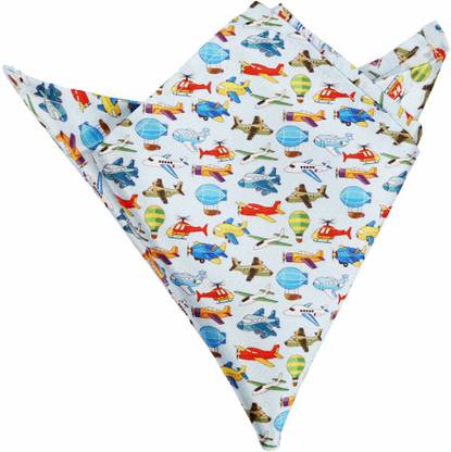 Blacksmithh Aeroplanes Cartoon Printed Design Graphic Print Satin Blend Pocket Square