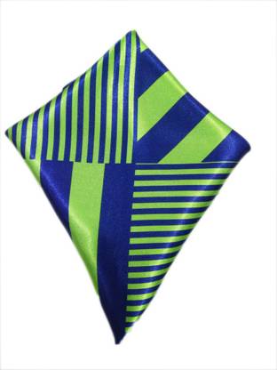 Blacksmithh European Green Geometric Print Satin Blend Pocket Square