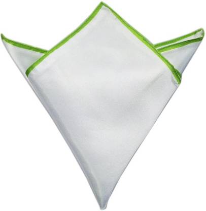 Blacksmithh Swan Tipped Applegreen Solid Satin Blend Pocket Square