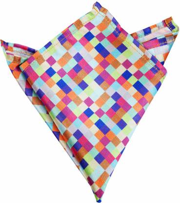 Blacksmithh Multichecks Printed Design Checkered Satin Blend Pocket Square