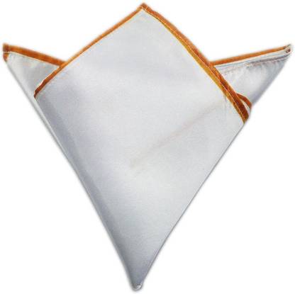 Blacksmithh Swan Tipped Orange Solid Satin Blend Pocket Square