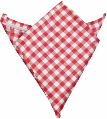 Blacksmithh Red Gingham Printed Design Checkered Satin Blend Pocket Square