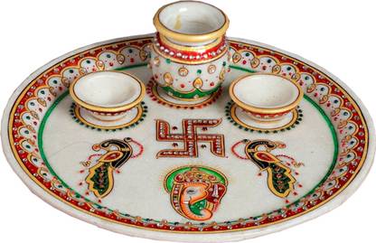 AAPNO RAJASTHAN Shagun Thali with Gold Work Marble
