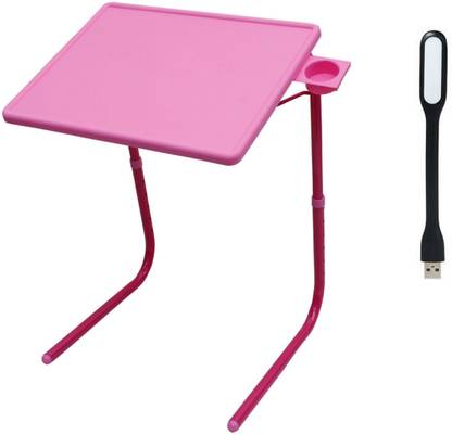 NA Pink Plastic Portable Laptop Table