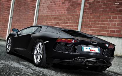 Athah Black SM Tuning Lamborghini Aventador side view Poster Paper Print