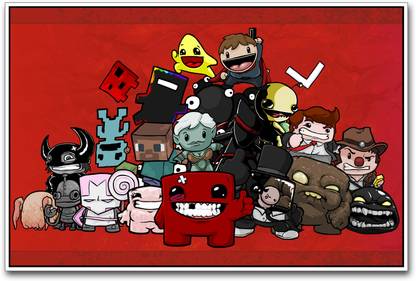 Super Meat Boy Characters Paper Print