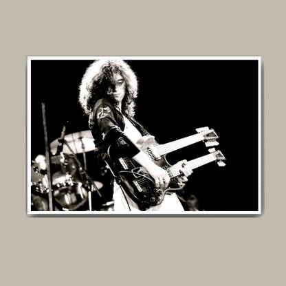 Led Zeppelin Jimmy Page Black And White Wall Hang Fine Art Print