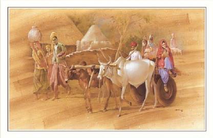 Bm Traders Rajistan Village Fine Art Unframed Poster Fine Art Print