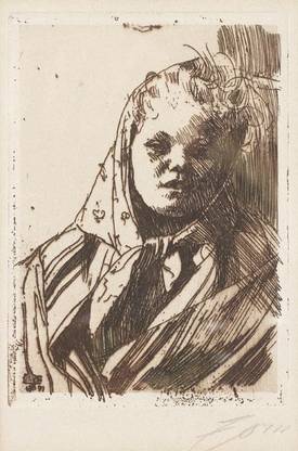 Anders Zorn - Dalkulla (etching) 1891 (Medium) Paper Print