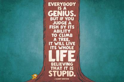 Everybody Is A Genius' Albert Einstein Motivational Quote Poster Paper Print