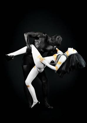 Artzfolio Passionate Couple With Painted Body Unframed Art Print Canvas 42.2 inch x 30 inch Painting