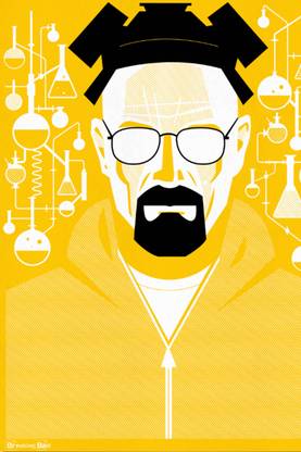 Breaking Bad - Walter White - Yellow Background Paper Print