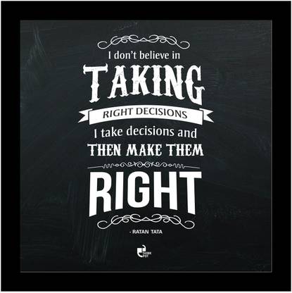 Thinkpot I Take Decisions And Then Make Them Right - Ratan Tata Black Square Frame Paper Print