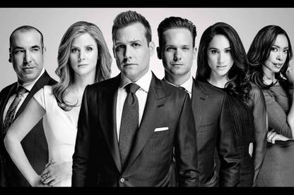 Suits - The Main Cast Greyscale Paper Print