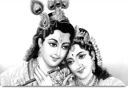 Radha Krishna Sketch Paper Print