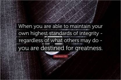 Integrity Napoleon Hill Motivational Quote Poster Paper Print
