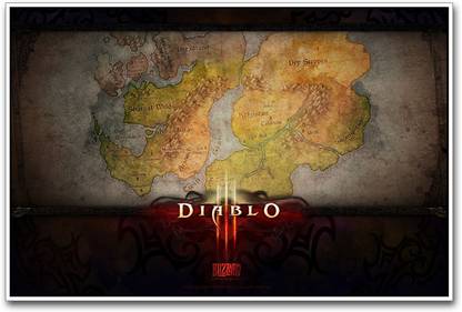 Diablo World Map Paper Print