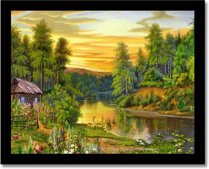 Framed Beautiful Drawing Of Nature Fine Art Print