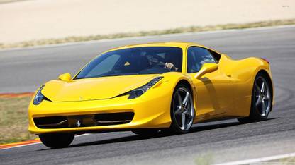Athah Yellow Ferrari 458 Italia front view Poster Paper Print