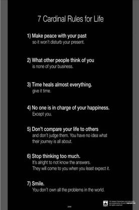 7 Cardinal Rules For Life Paper Print
