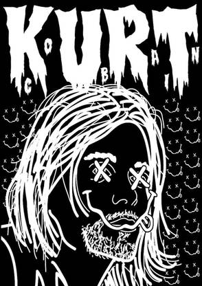 Athah Frameless Poster Kurt Cobain - Nirvana Sketch Paper Print