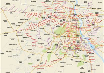 Delhi Map 32 Fine Art Print