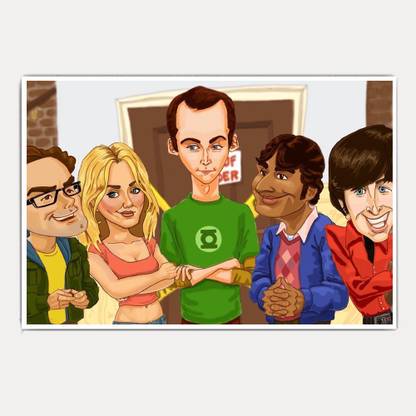 The Big Bang Theory Cartoon Art Shot (18x12) Paper Print